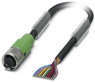 Sensor-Aktor Kabel, M12-Kabeldose, gerade auf offenes Ende, 12-polig, 1.5 m, PUR, schwarz, 1.5 A, 1430611
