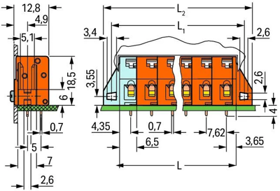 741-425 WAGO PCB Terminal Blocks Image 2