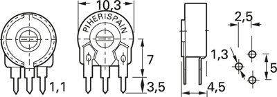 PT 10 LH 1K0 Piher Trimmpotentiometer Bild 2