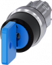 Schlüsselschalter O.M.R, unbeleuchtet, rastend, Bund rund, blau, 2 x 45°, Abzugsstellung 0 + 1 + 2, Einbau-Ø 22.3 mm, 3SU1050-4GL11-0AA0