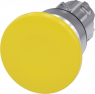 Pilzdrucktaster, unbeleuchtet, tastend, Bund rund, gelb, Einbau-Ø 22.3 mm, 3SU1050-1BD30-0AA0