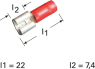 Isolierte Flachsteckhülse, 6,3 x 0,8 mm, 0,5 bis 1,0 mm², AWG 22 bis 18, Messing, verzinnt, rot, 35040.000.000