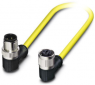 Sensor-Aktor Kabel, M12-Kabelstecker, abgewinkelt auf M12-Kabeldose, abgewinkelt, 3-polig, 0.5 m, PVC, gelb, 4 A, 1406312