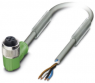 Sensor-Aktor Kabel, M12-Kabeldose, abgewinkelt auf offenes Ende, 4-polig, 3 m, PUR, grau, 4 A, 1456967