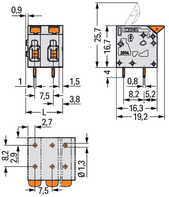 2604-1303/000-016 WAGO Leiterplattenklemmen Bild 2