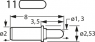 Kurzhub-Prüfstift mit Tastkopf, Rundkopf, Ø 2 mm, Hub 2.2 mm, RM 2.7 mm, L 8 mm, F70211B130G015