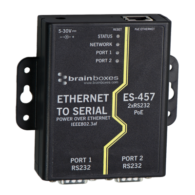 Geräteserver PoE Ethernet zu Serial, 100 Mbit/s, RS232, (B x H x T) 101 x 100 x 27 mm, ES-457