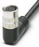 Sensor-Aktor Kabel, M16-Kabelstecker, abgewinkelt auf offenes Ende, 12-polig, 10 m, PUR, schwarz, 1693733