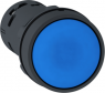 Drucktaster, unbeleuchtet, tastend, 1 Schließer + 1 Öffner, Bund rund, blau, Frontring schwarz, Einbau-Ø 22 mm, XB7NA65
