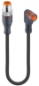 Sensor-Aktor Kabel, M12-Kabelstecker, gerade auf M8-Kabeldose, abgewinkelt, 3-polig, 0.3 m, PUR, schwarz, 4 A, 43719