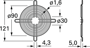 Metalllüftergitter 92 x 92 mm, Stahl, ASEN98001