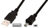 USB 2.0 Adapterleitung, USB Stecker Typ A auf Mini-USB Stecker Typ B, 1 m, schwarz