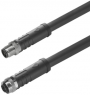 Sensor-Aktor Kabel, M12-Kabelstecker, gerade auf M12-Kabeldose, gerade, 4-polig, 1.5 m, PUR, schwarz, 12 A, 2050060150