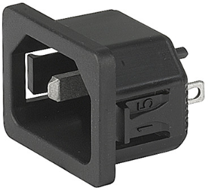 Einbaustecker C18, 2-polig, Snap-in, Steckanschluss 4,8 x 0,8, schwarz, 3-145-176