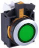 Leuchtvorsatz, beleuchtbar, Bund rund, grün, Frontring metallisiert, Einbau-Ø 22 mm, CW4P-1EQ4G