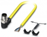 Sensor-Aktor Kabel, M12-Kabelstecker, abgewinkelt auf offenes Ende, 5-polig, 2 m, PVC, gelb, 4 A, 1409634