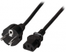 Netzkabel, Europa, Stecker Typ E + F, gerade auf C13-Kupplung, gerade, schwarz, 0.5 m