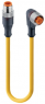 Sensor-Aktor Kabel, M12-Kabelstecker, gerade auf M12-Kabeldose, abgewinkelt, 4-polig, 15 m, PUR, gelb, 4 A, 12433