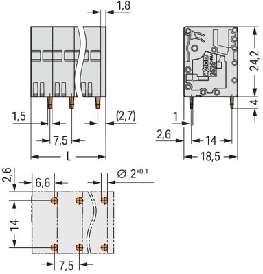 2626-3102/020-006 WAGO Leiterplattenklemmen Bild 2