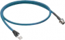 Sensor-Aktor Kabel, RJ45-Kabelstecker, gerade auf M12-Kabeldose, gerade, 4-polig, 1 m, TPE, blau, 1.5 A, 934637740