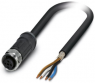 Sensor-Aktor Kabel, M12-Kabeldose, gerade auf offenes Ende, 4-polig, 10 m, PE-X, schwarz, 4 A, 1454176