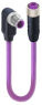 Sensor-Aktor Kabel, M12-Kabelstecker, abgewinkelt auf M12-Kabeldose, gerade, 5-polig, 1 m, PUR, violett, 4 A, 934727008
