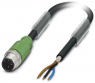 Sensor-Aktor Kabel, M12-Kabelstecker, gerade auf offenes Ende, 3-polig, 5 m, PUR, schwarz, 4 A, 1682676