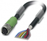 Sensor-Aktor Kabel, M12-Kabeldose, gerade auf offenes Ende, 12-polig, 0.5 m, PUR/PVC, schwarz, 1.5 A, 1437083
