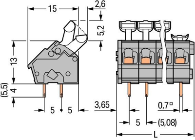 256-402/000-009/999-950 WAGO Leiterplattenklemmen Bild 2