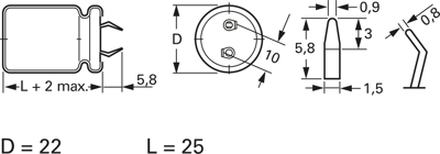 SLG108M063S1A5Q25K Teapo Elektrolyt Kondensatoren Bild 2