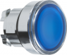 Drucktaster, beleuchtbar, tastend, Bund rund, blau, Frontring silber, Einbau-Ø 22 mm, ZB4BW363