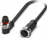 Sensor-Aktor Kabel, M12-Kabelstecker, abgewinkelt auf M12-Kabeldose, gerade, 5-polig, 3 m, PUR, schwarzgrau, 4 A, 1396517