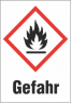 Gefahrgut-Schild, Symbol: GHS02/Text: "Gefahr", (B) 37 mm, Kunststoff, 013.24-9-52X37-V / 16 ST.