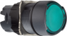 Drucktaster, beleuchtbar, rastend, Bund rund, grün, Frontring schwarz, Einbau-Ø 16 mm, ZB6AF3