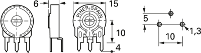 PT 15 LH 1K0 Piher Trimmpotentiometer Bild 2