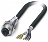 Sensor-Aktor Kabel, M12-Kabeldose, gerade auf offenes Ende, 8-polig, 1 m, PUR, schwarz, 6 A, 1407505