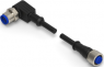 Sensor-Aktor Kabel, M12-Kabelstecker, abgewinkelt auf M12-Kabeldose, gerade, 3-polig, 1.5 m, PUR, schwarz, 4 A, 2273120-4