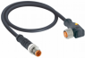 Sensor-Aktor Kabel, M8-Kabelstecker, gerade auf M8-Kabeldose, abgewinkelt, 3-polig, 2 m, PUR, schwarz, 4 A, 0810 0806 03 L1 300 2M