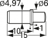 Batterielade- und Schnittstellenkontakt mit Tastkop, Rundkopf, Ø 4.97 mm, Hub 4 mm, RM 6.5 mm, L 15 mm, 5082-D-3.0NE-AU-4.0 M