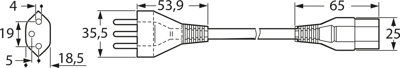 12G-H05VVF3G100-C13/2,50M SW9005 FELLER Netzkabel Bild 2