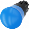 Pilzdrucktaster, unbeleuchtet, rastend, Bund rund, blau, Einbau-Ø 22.3 mm, 3SU1000-1HB50-0AA0