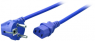 Netzkabel, Europa, Stecker Typ E + F, abgewinkelt auf C13-Kupplung, gerade, H05VV-F3G0,75mm², blau, 1.8 m