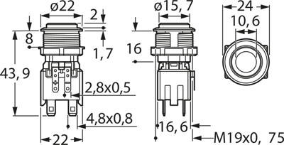 1241.6824.1121000 SCHURTER Pushbutton Switches Image 2