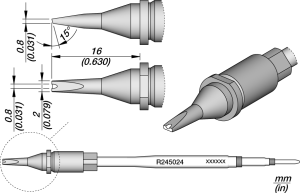 Lötspitze, Sonderform, Ø 0.8 mm, (B) 16 mm, R245024