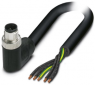 Sensor-Aktor Kabel, M12-Kabelstecker, abgewinkelt auf offenes Ende, 5-polig, 5 m, PVC, schwarz, 16 A, 1414843