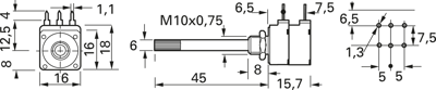 PC16DH10IP06 2X1K0 LIN A Piher Potentiometer Bild 2