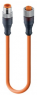 Sensor-Aktor Kabel, M12-Kabelstecker, gerade auf M12-Kabeldose, gerade, 4-polig, 0.3 m, PUR, orange, 4 A, 11827