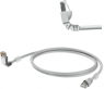 Patchkabel, RJ45-Stecker, gerade auf RJ45-Stecker, abgewinkelt, Cat 6A, S/FTP, LSZH, 10 m, grau