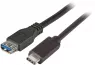 USB 3.2 Adapterleitung, USB Stecker Typ C auf USB Buchse Typ A, 0.2 m, schwarz