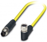 Sensor-Aktor Kabel, M8-Kabelstecker, gerade auf M8-Kabeldose, abgewinkelt, 3-polig, 0.5 m, PVC, gelb, 4 A, 1406045